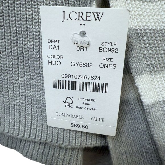 J.CREW Poncho Sweater Gray Stripe One Size Cotton Blend Womens Top NWT - Picture 4 of 10